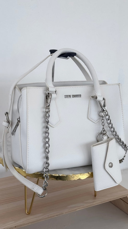 STEVE MADDEN BOLSA + CROSSBODY + CARTERA BLANCA